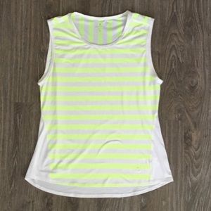 Athleta Neon Yellow Striped Tank Top